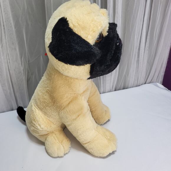 Bulldog Pug Black Tan Puppy Dog 18" Sitting Plush Stuffed Animal Classic Toy Co - Picture 3 of 11